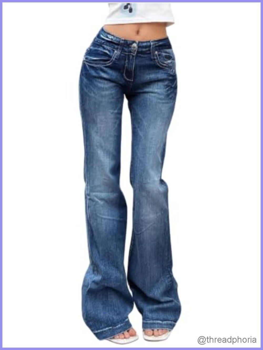 Women Bootcut Flare Jeans Mid-High Waist Stretchy Denim 90s Y2K Pants